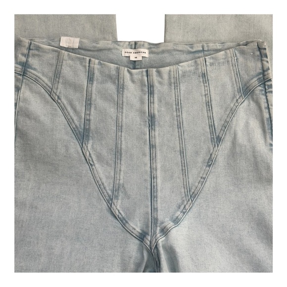 Good American Women's Light Wash Panel Front Boot Cut Jean in Indigo Sz: 16 - Picture 3 of 10